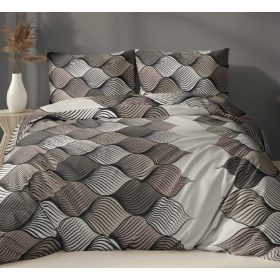 Pamut 3 részes ágynemű huzat garnitúra - 140x200cm modern barna hullám mintás