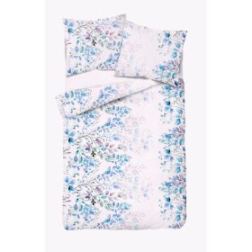   3 részes pamut ágyneműhuzat garnitúra 140x200cm élénk kék-lila színű lampionvirág mintával