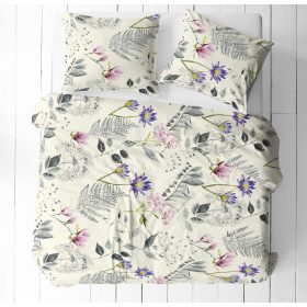   Ágyneműhuzat szett 140x200cm, rózsaszín bazsarózsa virág mintával