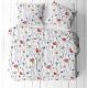  Pamut ágynemű huzat szett 140x200 cm/ fehér alapon piros pipacs mintával