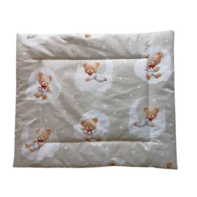   Lapos ovis kispárna szürkésbézs alapon plüssmackók felhőben