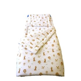   Ovis 2 részes ágynemű garnitúra - 90x130 cm fehér alapon oroszlán és zsiráf mintával