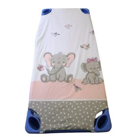   Vízhatlan gumifüles lepedő pamut-pul anyagból / cuki elefánt madarakkal