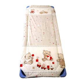   Töltött gumifüles derékalj bézs maci játékokkal mintás 55 x 130 cm