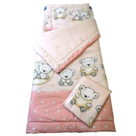   Ágynemű garnitúra 3 részes/ rózsaszín maci-csillaggal mintás