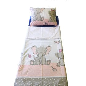   Gyermek ágynemű huzat szett/2részes cuki elefánt madarakkal 90x130 cm