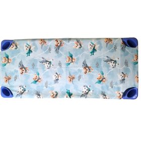   Kétrétegű gumifüles lepedő óvodai fektetőre super hero kutyus mintával - 58x130 cm 