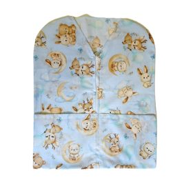   Vállfára húzható pamut oviszsák - 40x50 cm világoskék cuki állatkölyök mintával