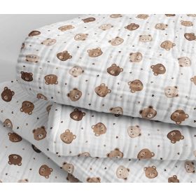 Dupla géz / Muszlin textil - 155 cm - maci mintás