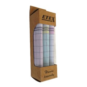   Női 3db-os textilzsebkendő szett-kockás válogatás 29x29cm