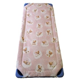   Töltött gumifüles ovis lepedő - 55x130 cm rózsaszín alapon plüssmackó felhőben