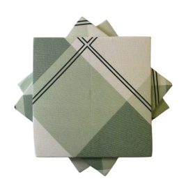 Székpárna - ülőpárna pamut 35x35x2 cm zöld kockás