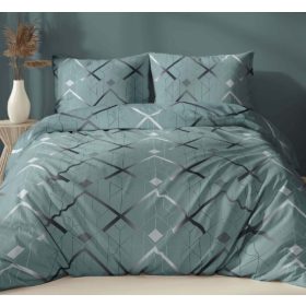   Ágynemű garnitúra - 140x200 cm petrol zöld alapon geometriai mintával