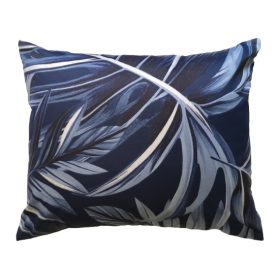   Kispárnahuzat pamutszatén sötétkék alapon ezüstös levél mintával 40x50 cm
