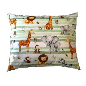 Kispárna huzat zöld csíkos szafari állat mintás 40x50cm