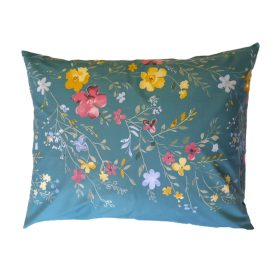 Nagypárna huzat -70x90 cm zöld alapon virág mintával
