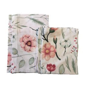   Párnahuzat Szett - 4db-os nude virágos-zöld leveles mintával