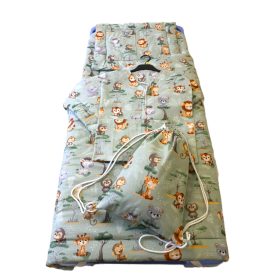 Óvodai ágynemű garnitúra 4 részes pesztell zöld alapon szafari bébik mintával