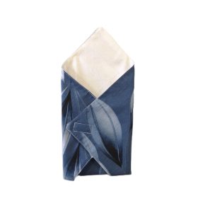  Újraszalvéta kék alapon levél mintával  - 28x28cm 