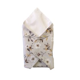   Környezetbarát újraszalvéta szürke-barna leévél-virág mintával  - 28x28cm 