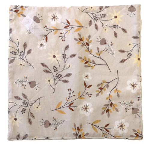 Környezetbarát újraszalvéta szürke-barna leévél-virág mintával  - 28x28cm 