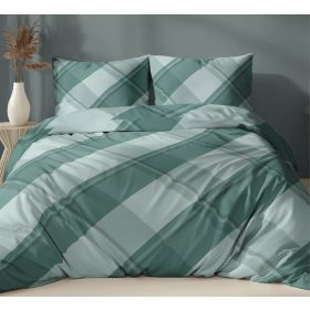   Flanel 3 részes ágynemű huzat szett - zöld mozaik mintával 140x200cm 