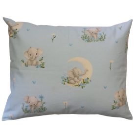   Kispárna huzat flanel - kék elefánt - hold mintával 40x50cm
