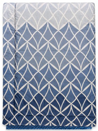  Minky takaró különlegesen puha, vastag farmerkék minky + jégkék mintával 150x200cm