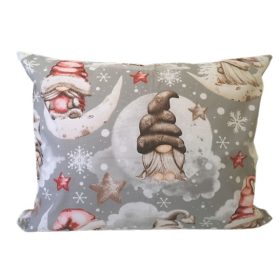 Piros - barna manós csillagos karácsonyi kispárna huzat 