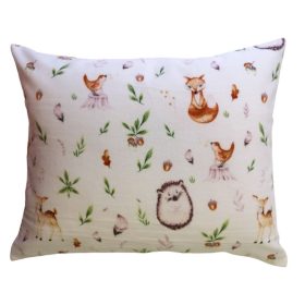  Flanel kispárna huzat -  aranyos őzike - süni mintás - 40x50 cm