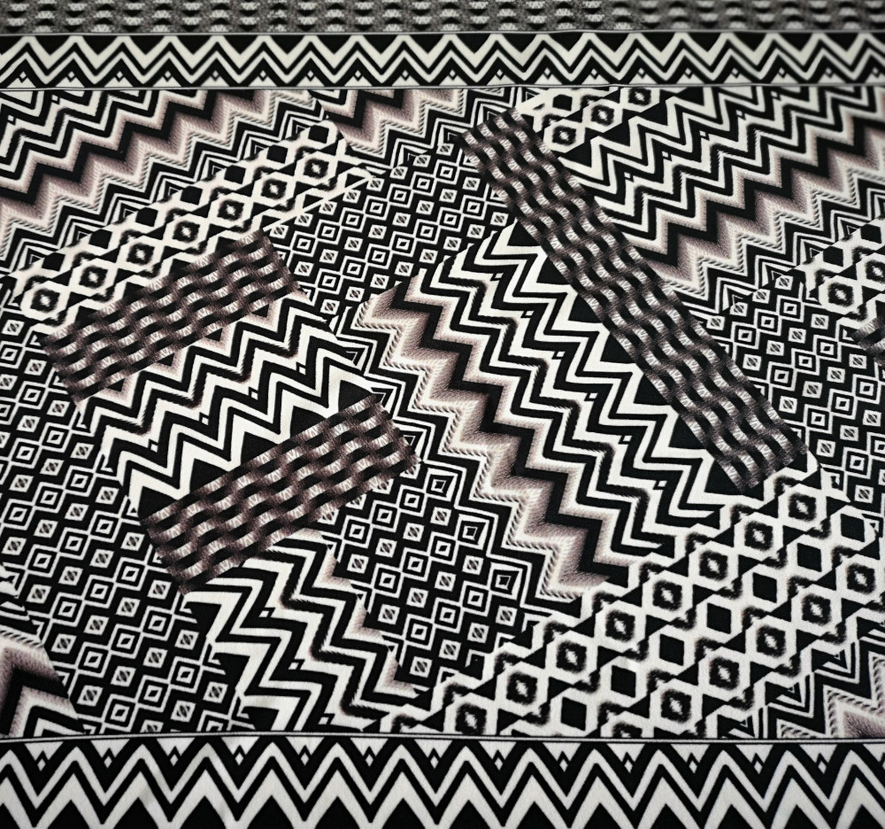 Absztrakt mintás műszálas jersey textil - 150 cm