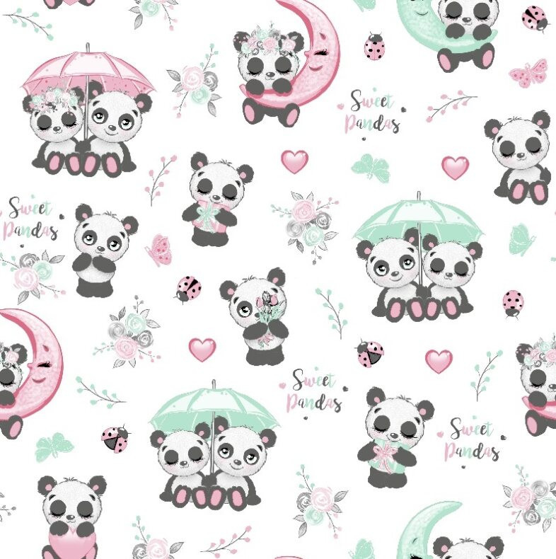 Flanel textil Édes Panda mintás - 160 x 100 cm