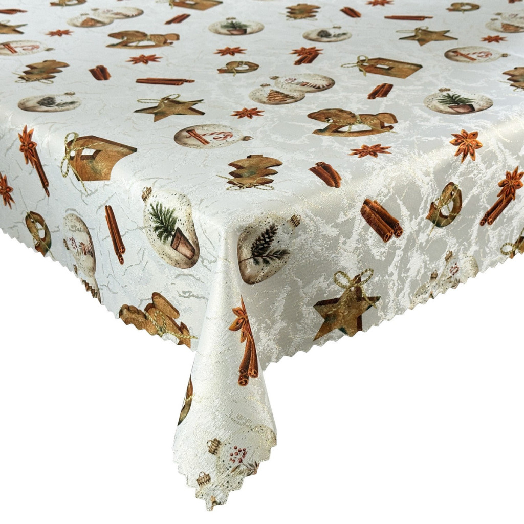 Image of Karácsonyi asztalterítő foltálló 140x180 cm bézs - arany mintás