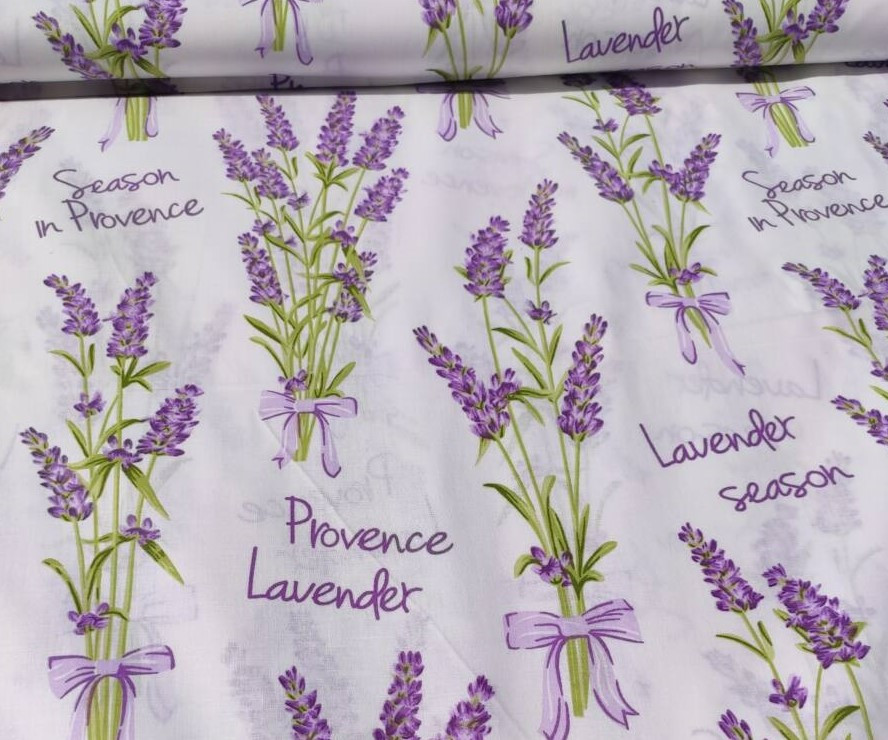 Levendula - Provence mintás pamutvászon - 160 cm széles