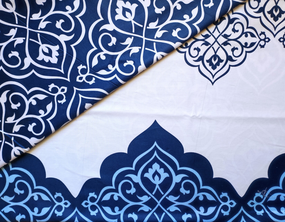 Kék Orientál mintás pamutszatén maradék textil - 160 x 75 cm 