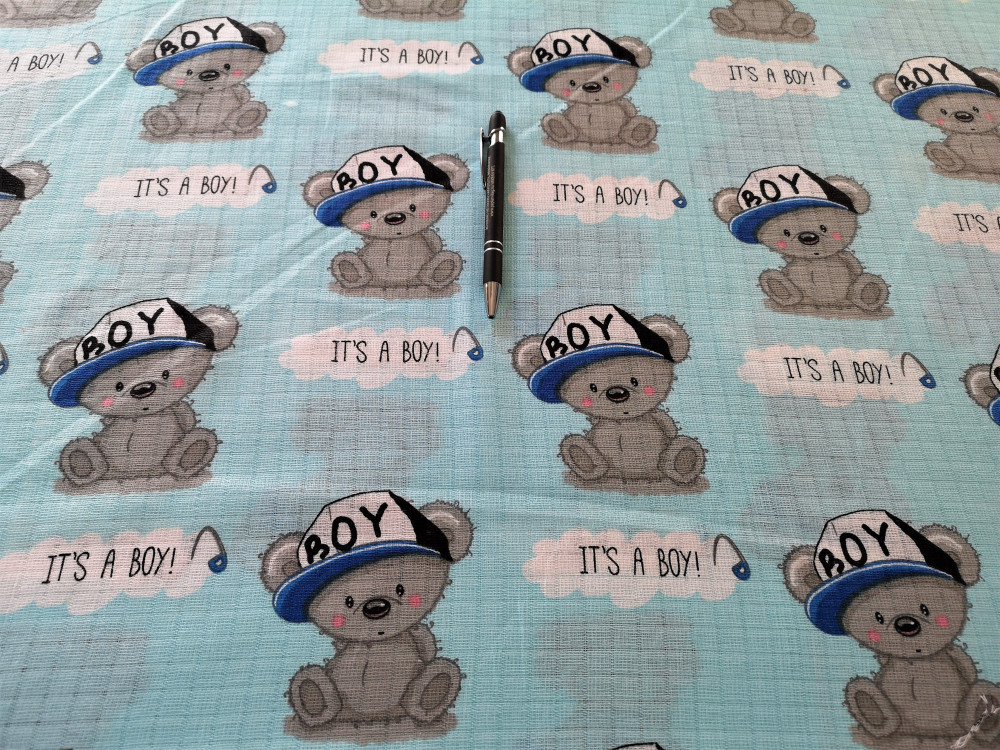 Tetra Pelenka maradék textil - Kék alapon Boy Koala mintás - 80 x 150 cm HIBÁS!