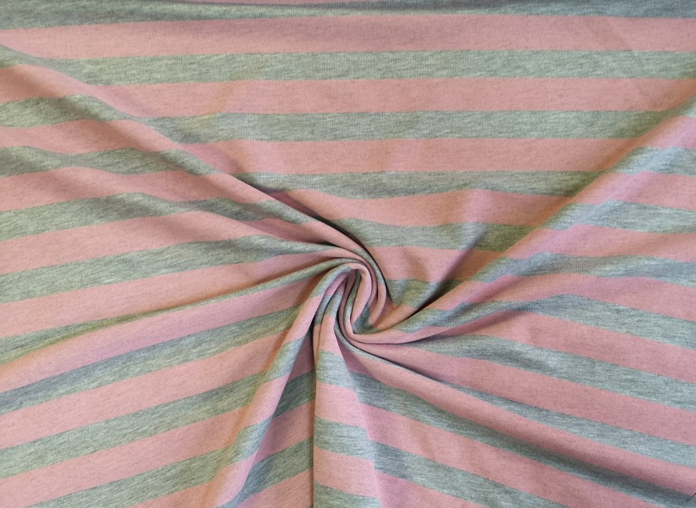 Rózsaszín - szürke csíkos futter textil - szabadidő anyag 180 x 140 cm 