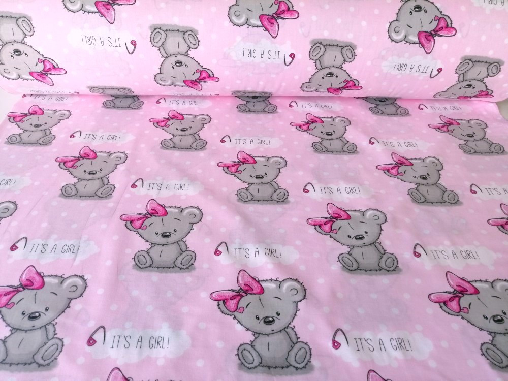 Rózsaszín alapon Koala mintás Pamutvászon Textil - 160 x 30 cm