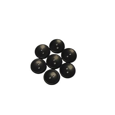 Fekete 2 lyukú műanyag gomb 6 db-os csomagban - 20 mm