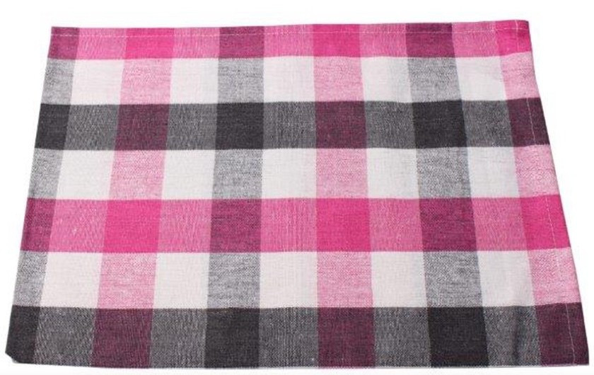 Image of 100% pamut pink -szürke kockás konyharuha - 50x70 cm