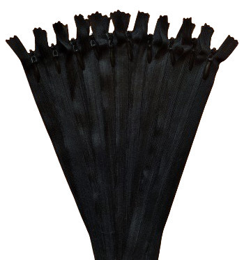 Image of RT0 33 cm hosszú fekete rejtett műanyag spirál fogú - zárt cipzár csomag - 10 db-os