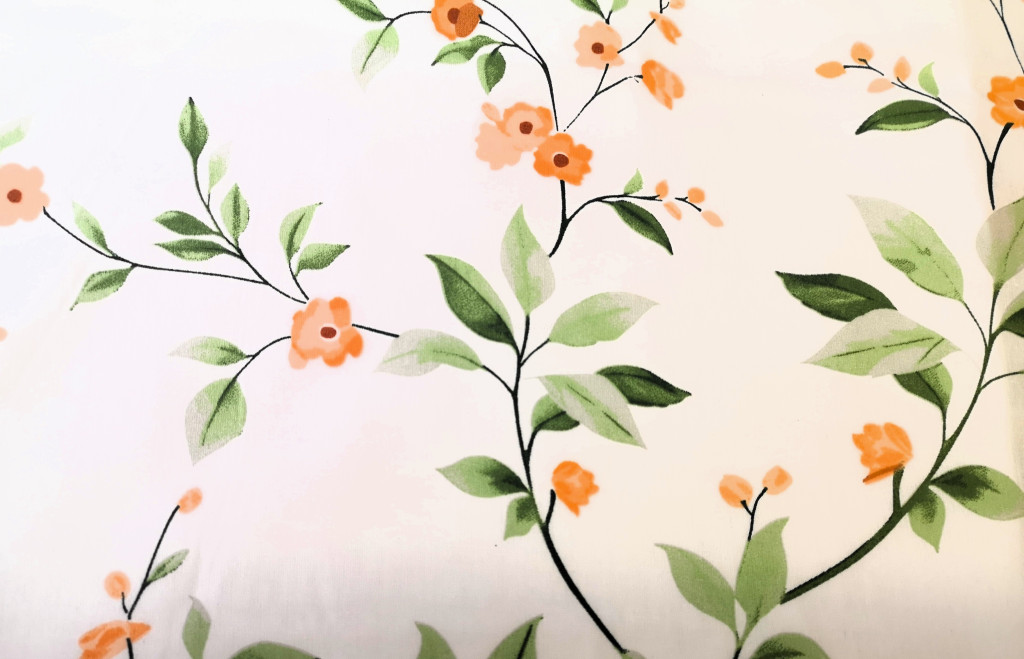 Narancssárga apró virágos pamutvászon textil - 160 cm Narancssárga apró virágos pamutvászon textil - 160 cm