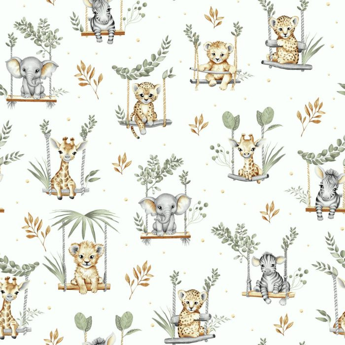 Flanel textil - méteráru - 160 cm / hintázó szafaribébik mintás