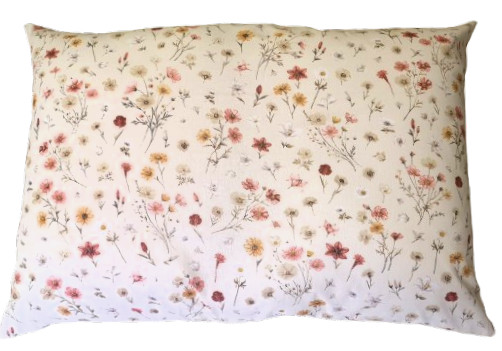 Image of Pamut félpárna huzat - 50x70 cm / krém színű alapon virág mintás