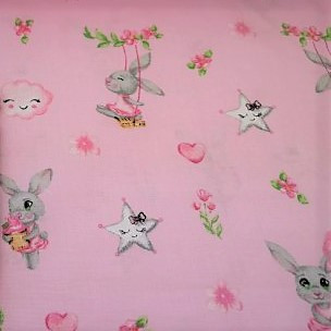 Rózsaszín nyuszilány mintás textil szalvéta - 30x30 cm