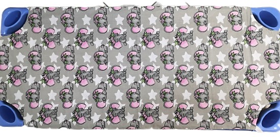 Gumifüles ovis lepedő - 58x130 cm - szürke - rózsaszín kiselefánt