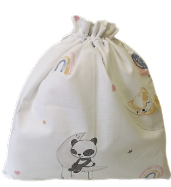 Pamut textil tasak - 30 x 30 cm / lufis panda - nyuszi - róka mintás