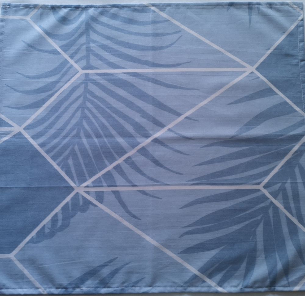 Textil szalvéta - 40x40 cm / pasztellkék pálma levél mintás