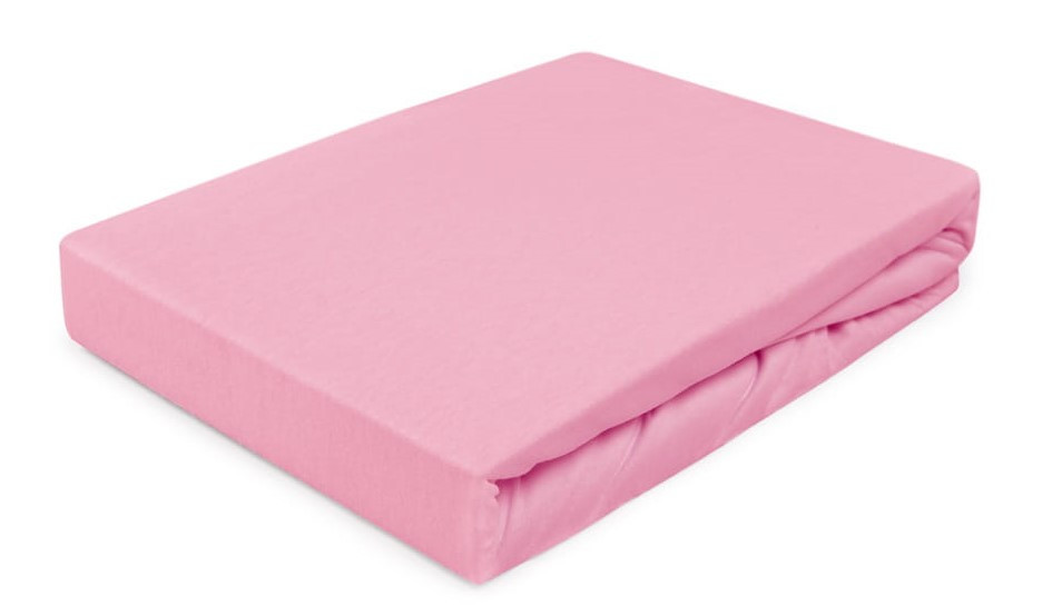 Világos rózsaszín pamut jersey gumis lepedő 160x200 cm
