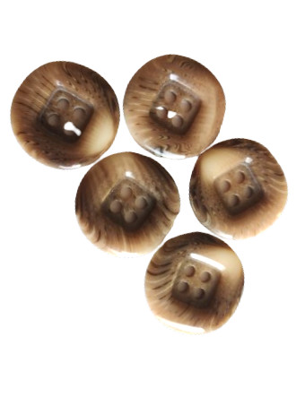 Image of Barna márványozott műanyag gomb - 22 mm - 5 db-os csomagban